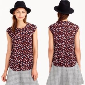 J.Crew Blouse Shattered Print Peephole Blouse Sleeveless Brown Color
